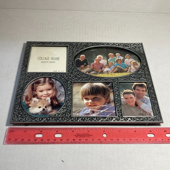 Vintage Collage 5 Photo Frame Metal Paisley Leaf Leaves Fleur de Lis No Glass - Picture 13 of 13